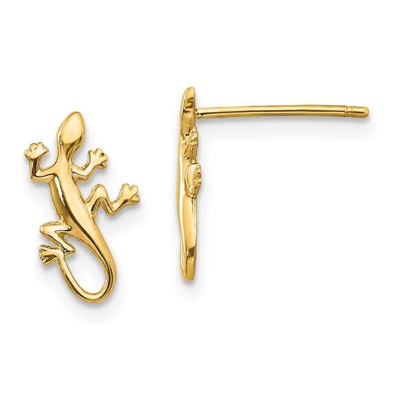Kazi Luxury 14k Yellow Gold Polished Gecko Post Earrings